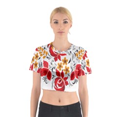 Flower Red Rose Star Floral Yellow Black Leaf Cotton Crop Top