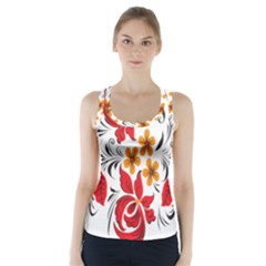 Flower Red Rose Star Floral Yellow Black Leaf Racer Back Sports Top by Mariart