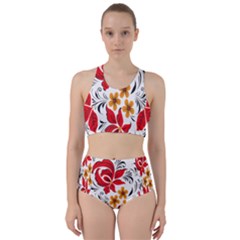 Flower Red Rose Star Floral Yellow Black Leaf Racer Back Bikini Set by Mariart