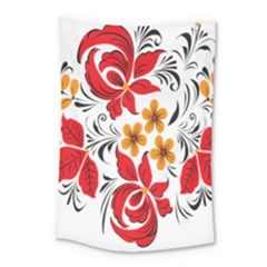 Flower Red Rose Star Floral Yellow Black Leaf Small Tapestry