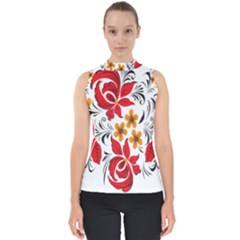 Flower Red Rose Star Floral Yellow Black Leaf Shell Top by Mariart