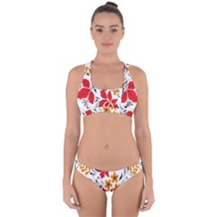 Flower Red Rose Star Floral Yellow Black Leaf Cross Back Hipster Bikini Set