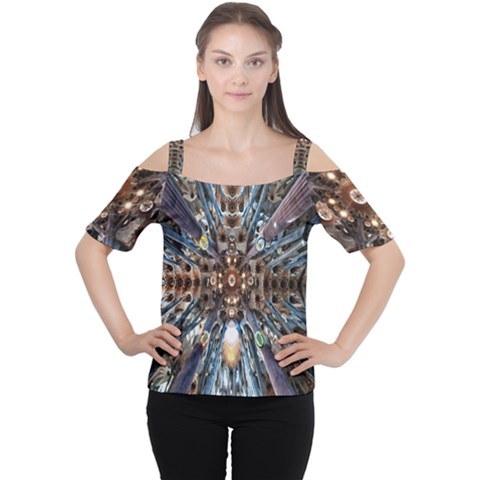 Iron Glass Space Light Cutout Shoulder Tee by Mariart