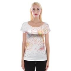 Fireworks Triangle Star Space Line Cap Sleeve Tops by Mariart