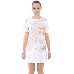 Fireworks Triangle Star Space Line Sixties Short Sleeve Mini Dress