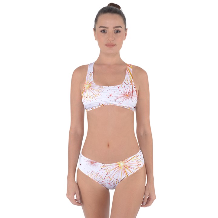 Fireworks Triangle Star Space Line Criss Cross Bikini Set