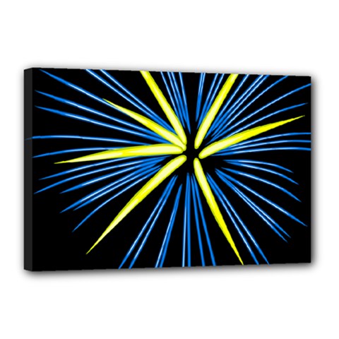 Fireworks Blue Green Black Happy New Year Canvas 18  X 12 