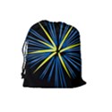 Fireworks Blue Green Black Happy New Year Drawstring Pouches (Large)  View2