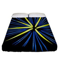 Fireworks Blue Green Black Happy New Year Fitted Sheet (california King Size) by Mariart