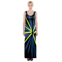 Fireworks Blue Green Black Happy New Year Maxi Thigh Split Dress by Mariart