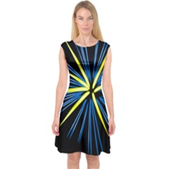 Fireworks Blue Green Black Happy New Year Capsleeve Midi Dress by Mariart