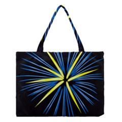 Fireworks Blue Green Black Happy New Year Medium Tote Bag by Mariart