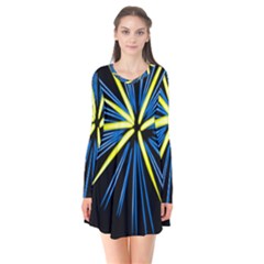 Fireworks Blue Green Black Happy New Year Flare Dress