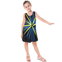 Fireworks Blue Green Black Happy New Year Kids  Sleeveless Dress by Mariart