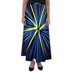 Fireworks Blue Green Black Happy New Year Flared Maxi Skirt