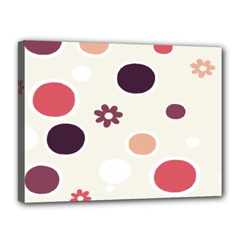 Polka Dots Flower Floral Rainbow Canvas 16  X 12 