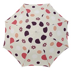 Polka Dots Flower Floral Rainbow Straight Umbrellas