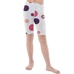 Polka Dots Flower Floral Rainbow Kids  Mid Length Swim Shorts