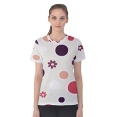 Polka Dots Flower Floral Rainbow Women s Cotton Tee