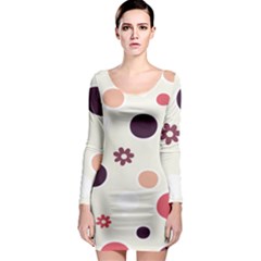 Polka Dots Flower Floral Rainbow Long Sleeve Bodycon Dress by Mariart