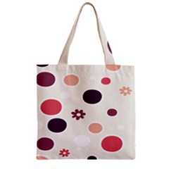 Polka Dots Flower Floral Rainbow Zipper Grocery Tote Bag by Mariart