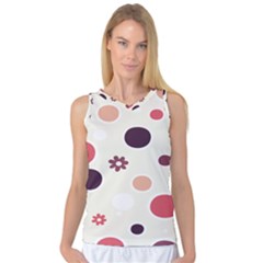 Polka Dots Flower Floral Rainbow Women s Basketball Tank Top by Mariart