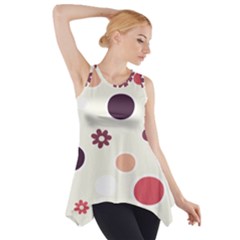 Polka Dots Flower Floral Rainbow Side Drop Tank Tunic by Mariart