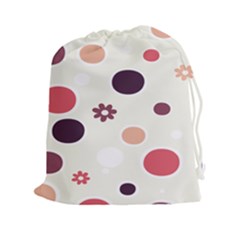 Polka Dots Flower Floral Rainbow Drawstring Pouches (xxl)