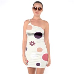 Polka Dots Flower Floral Rainbow One Soulder Bodycon Dress by Mariart