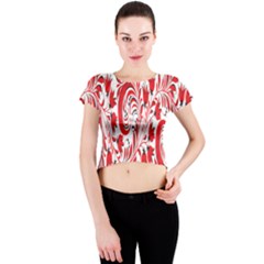 Red Flower Floral Leaf Crew Neck Crop Top by Mariart