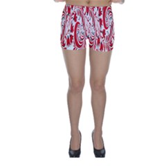 Red Flower Floral Leaf Skinny Shorts