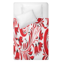 Red Flower Floral Leaf Duvet Cover Double Side (single Size) by Mariart