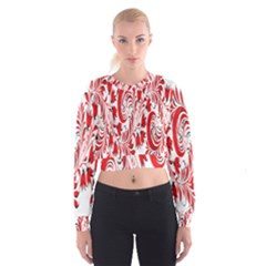 Red Flower Floral Leaf Cropped Sweatshirt by Mariart