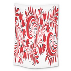 Red Flower Floral Leaf Large Tapestry