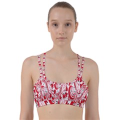 Red Flower Floral Leaf Line Them Up Sports Bra