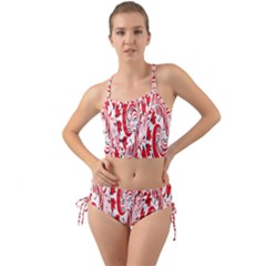 Red Flower Floral Leaf Mini Tank Bikini Set by Mariart