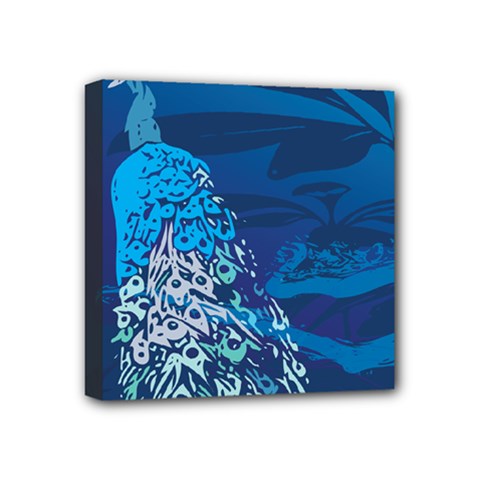 Peacock Bird Blue Animals Mini Canvas 4  X 4 