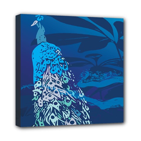 Peacock Bird Blue Animals Mini Canvas 8  X 8 