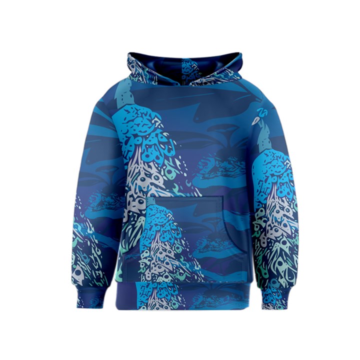 Peacock Bird Blue Animals Kids  Pullover Hoodie