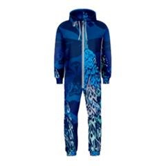 Peacock Bird Blue Animals Hooded Jumpsuit (kids) by Mariart