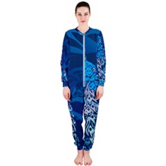 Peacock Bird Blue Animals Onepiece Jumpsuit (ladies)  by Mariart