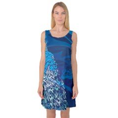 Peacock Bird Blue Animals Sleeveless Satin Nightdress