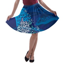 Peacock Bird Blue Animals A-line Skater Skirt by Mariart