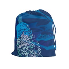 Peacock Bird Blue Animals Drawstring Pouches (extra Large)