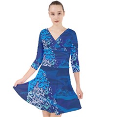 Peacock Bird Blue Animals Quarter Sleeve Front Wrap Dress	 by Mariart