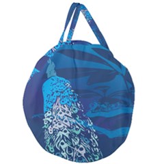 Peacock Bird Blue Animals Giant Round Zipper Tote