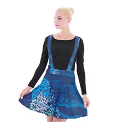 Peacock Bird Blue Animals Suspender Skater Skirt