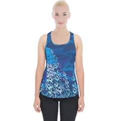 Peacock Bird Blue Animals Piece Up Tank Top