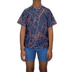 Virginia Map Art City Kids  Short Sleeve Swimwear