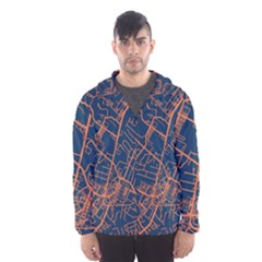 Virginia Map Art City Hooded Wind Breaker (men) by Mariart